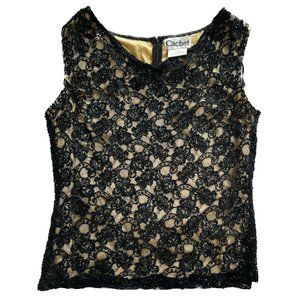 Cachet Vintage Beaded Lace Top